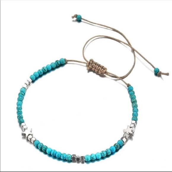 BLUE BEAD SILVER STAR LEATHER SUMMER ANKLE… - Picture 5 of 6